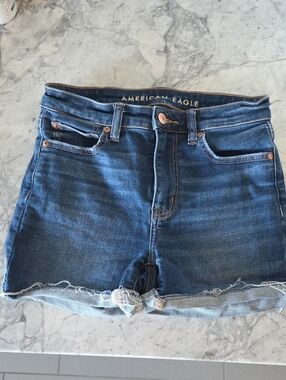 American Eagle Outfitters Blue Denim Frayed Hem Shorts